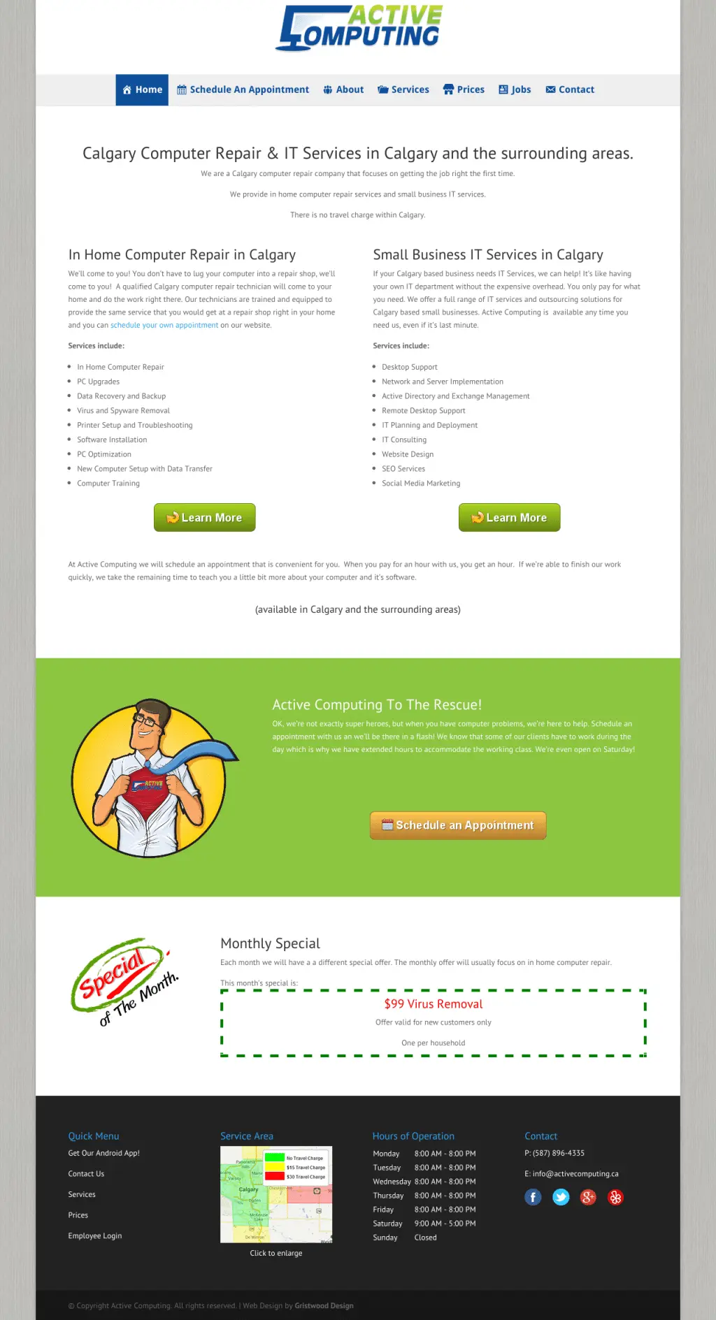 Active Computing website designed by Gristwood Design (IT services)
