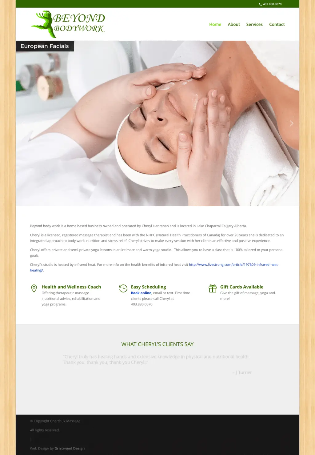 Beyond Bodywork website designed by Gristwood Design (Health & wellness)