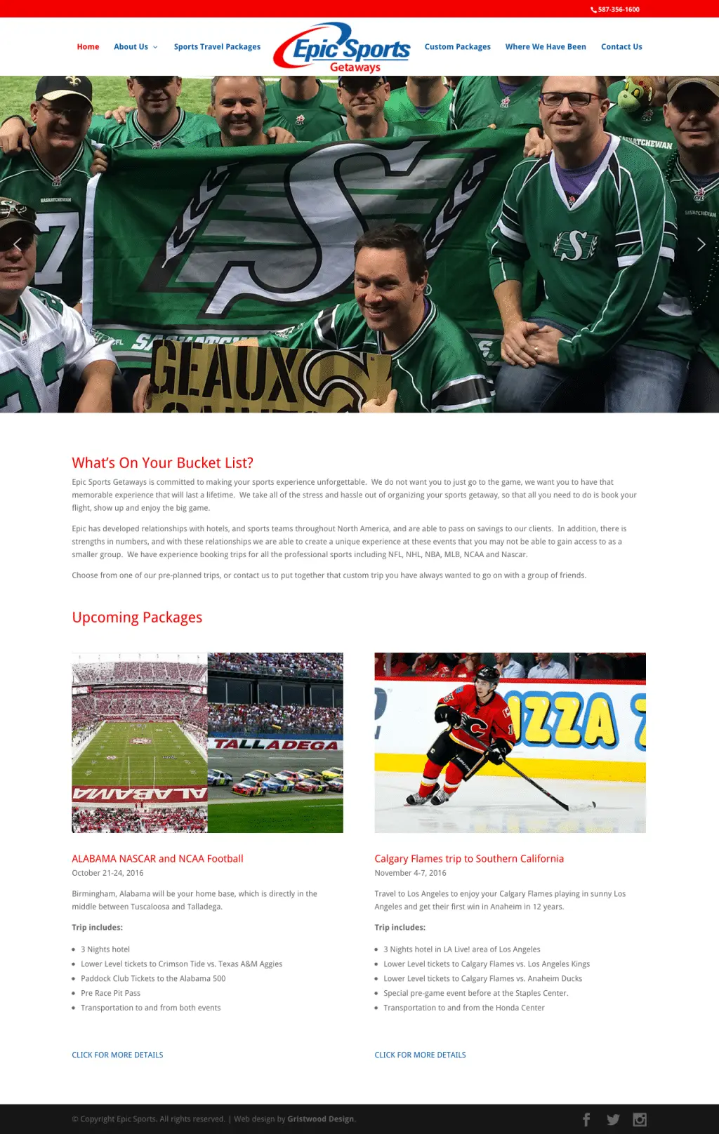 Epic Sports website designed by Gristwood Design (Sports)