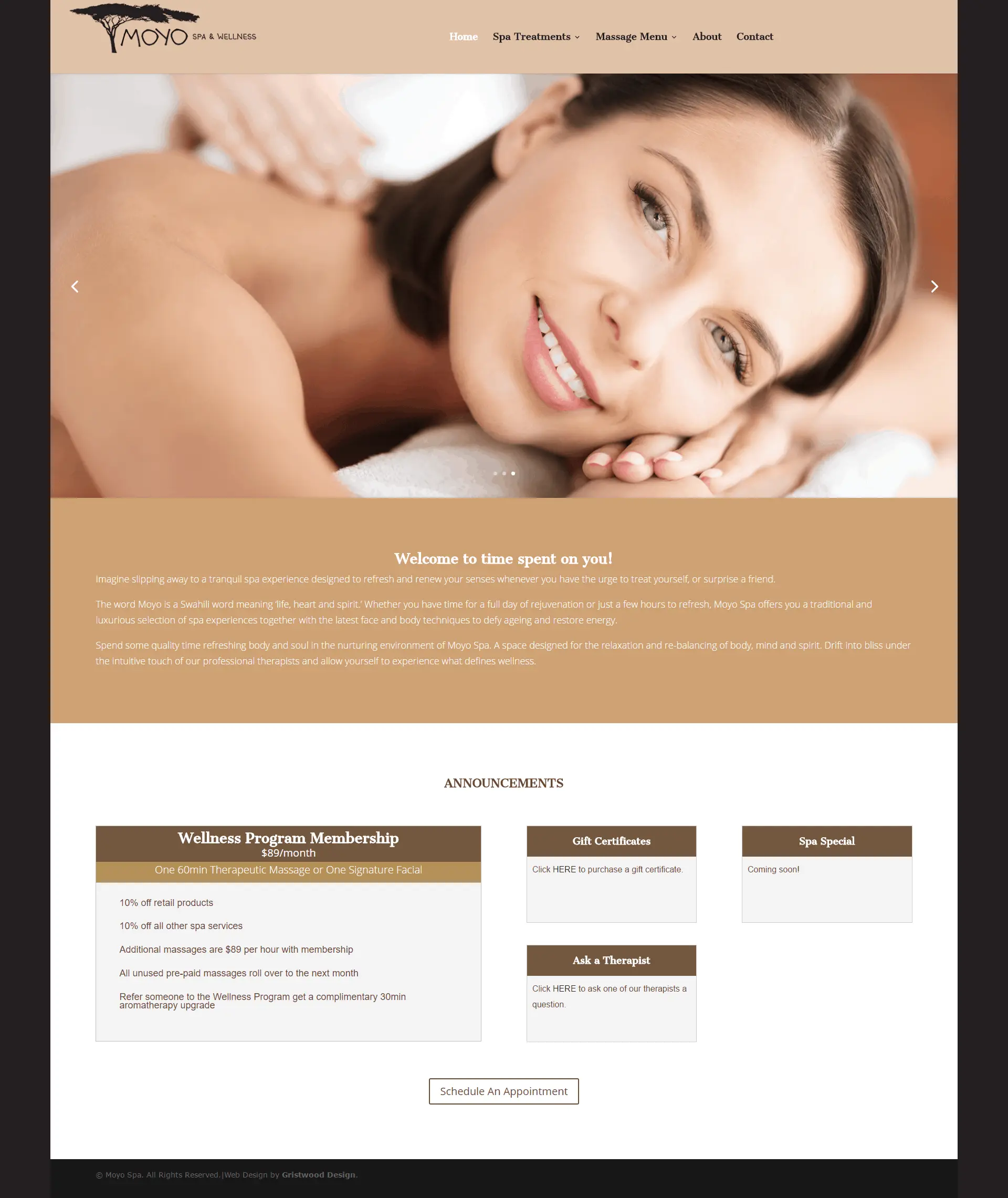 Moyo Spa website designed by Gristwood Design (Spa & wellness)