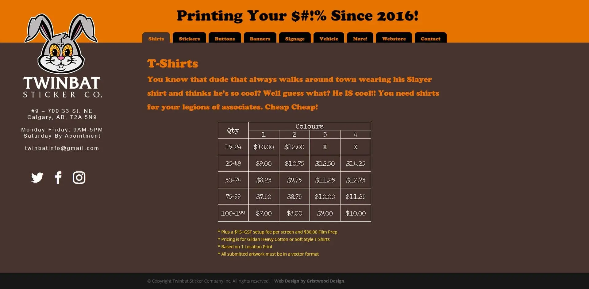 Twinbat Sticker Company website designed by Gristwood Design (E-commerce)