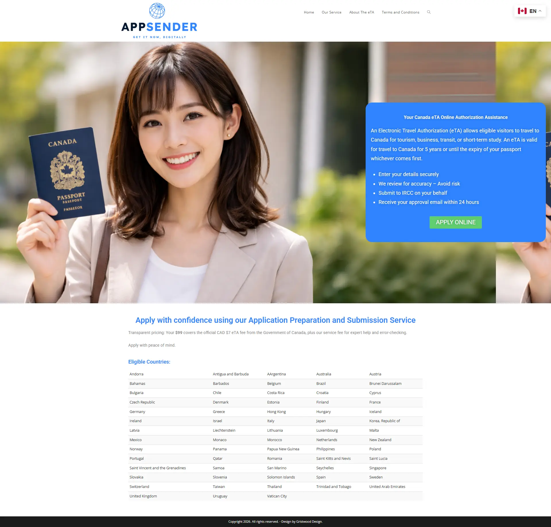 AppSender website designed by Gristwood Design (Software)