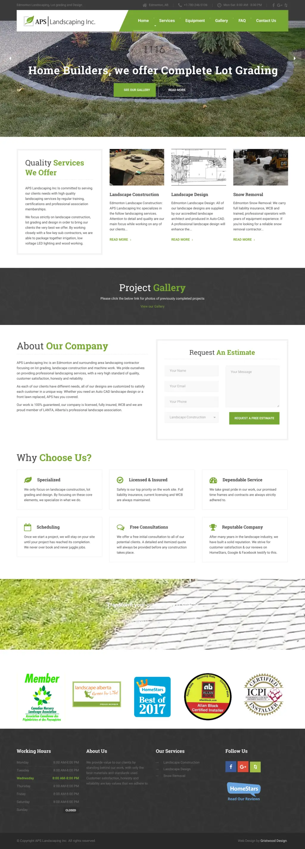APS Landscaping website designed by Gristwood Design (Landscaping)
