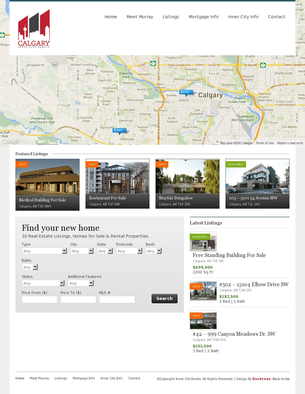 Calgary Inner City Realty website designed by Gristwood Design (Real estate)