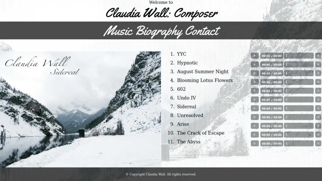 Claudia Wall website designed by Gristwood Design (Personal brand)