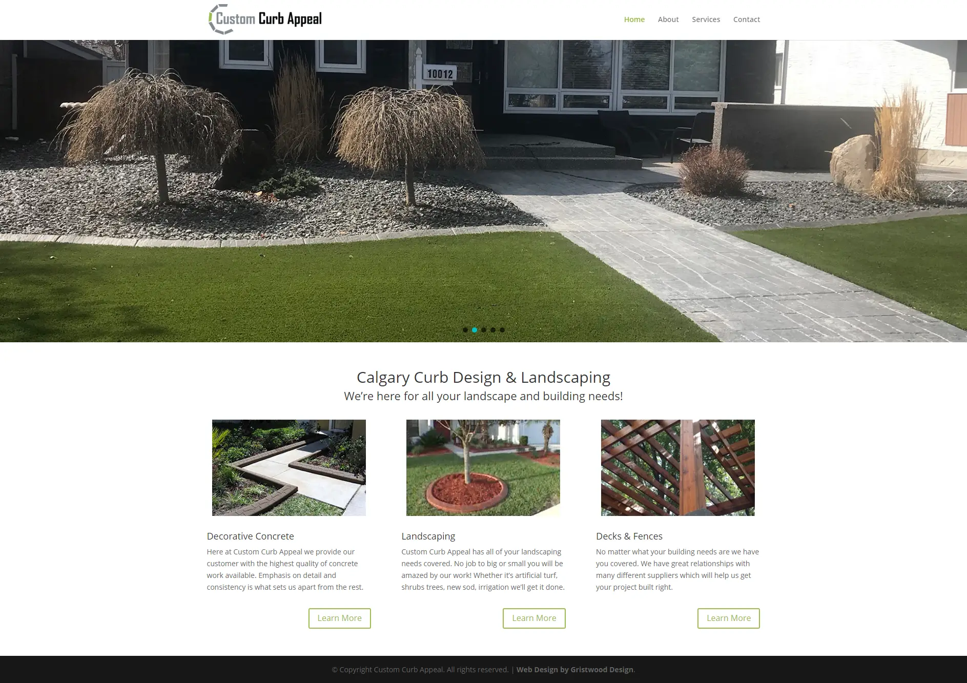 Custom Curb Appeal website designed by Gristwood Design (Landscaping)