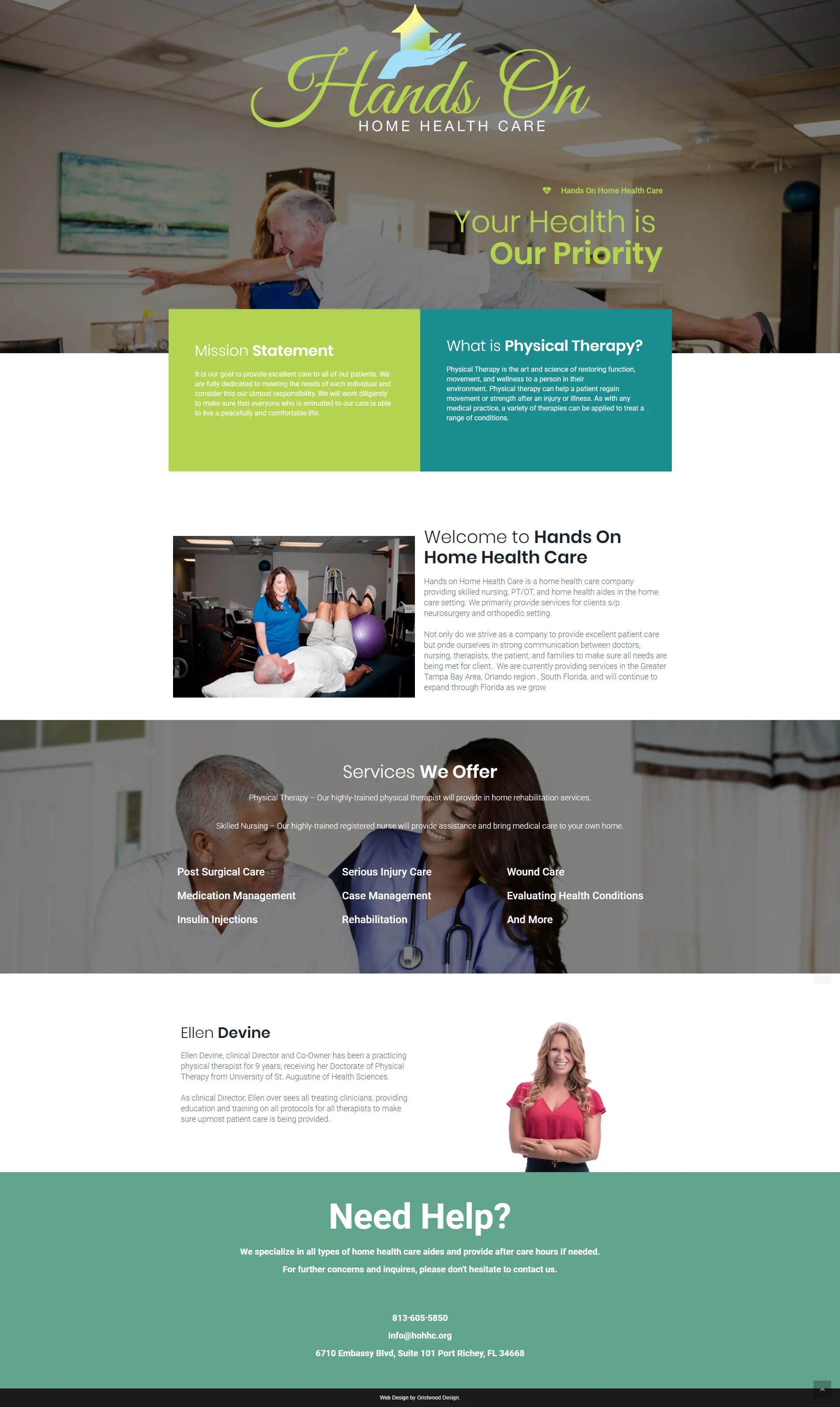 Hands Home Healthcare website designed by Gristwood Design (Home healthcare)