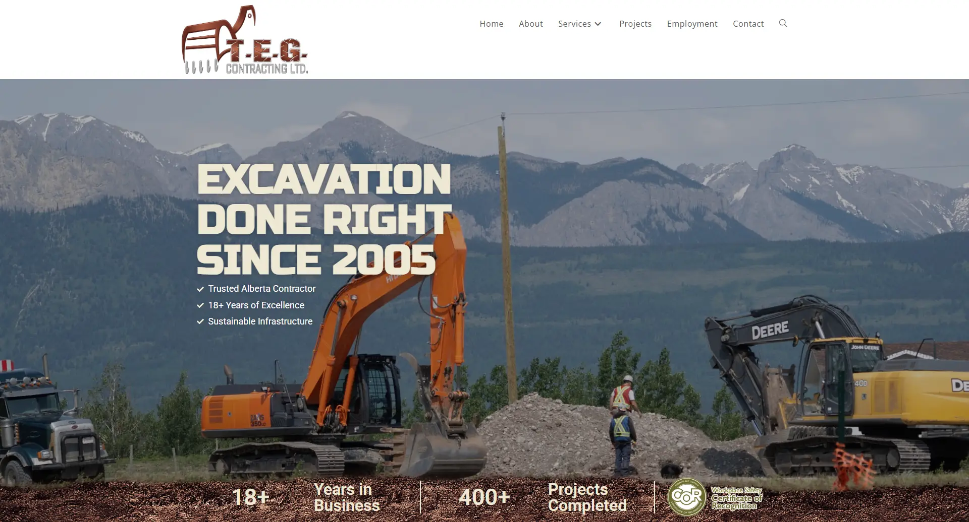 TEG Contracting website designed by Gristwood Design (Contracting)