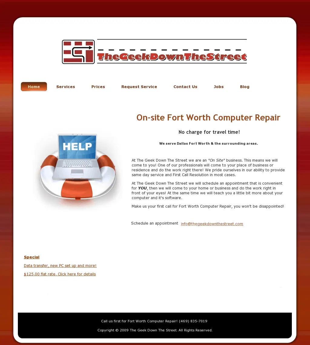 The Geek Down the Street website designed by Gristwood Design (IT services)