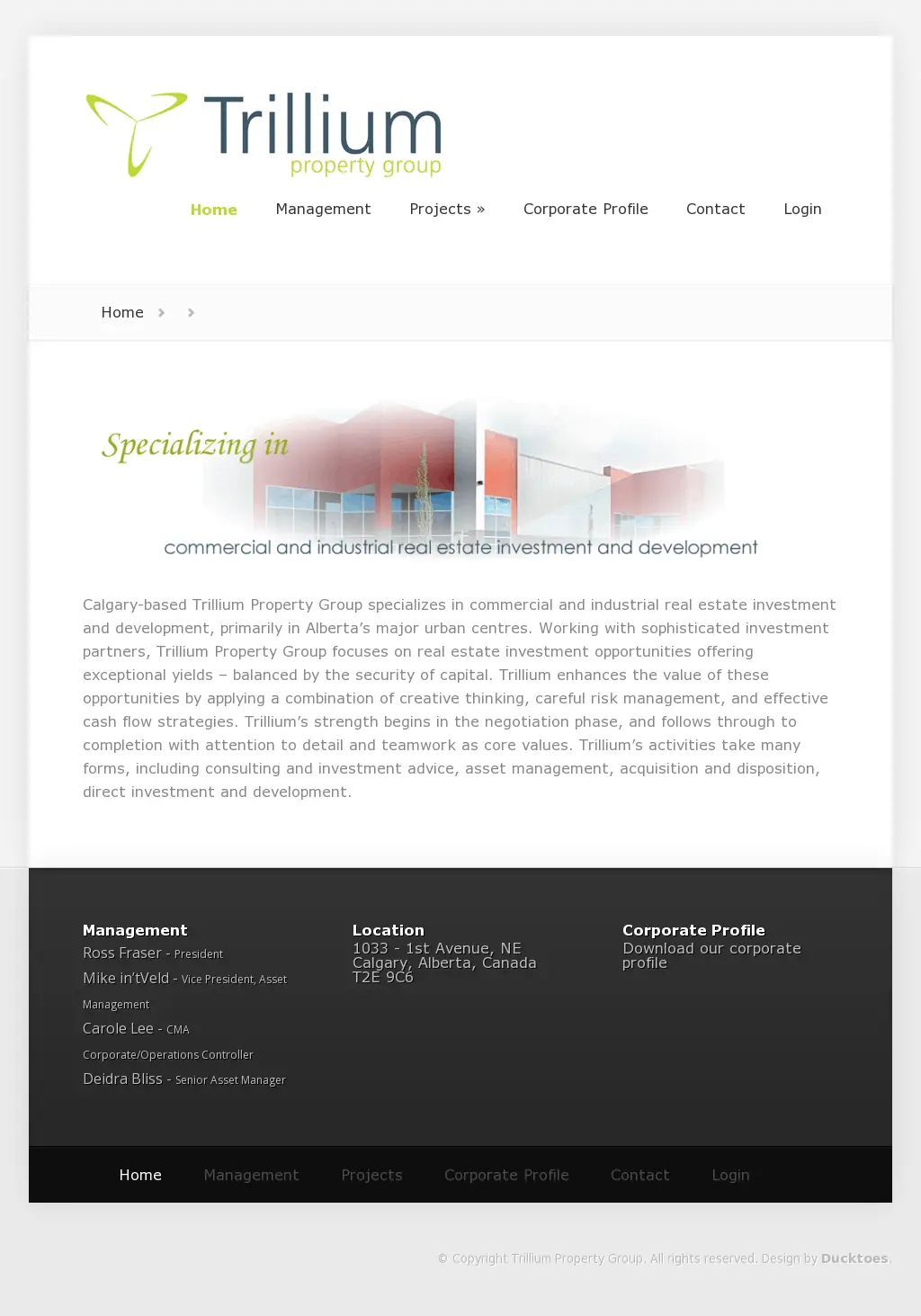 Trillium Property Group website designed by Gristwood Design (Property management)